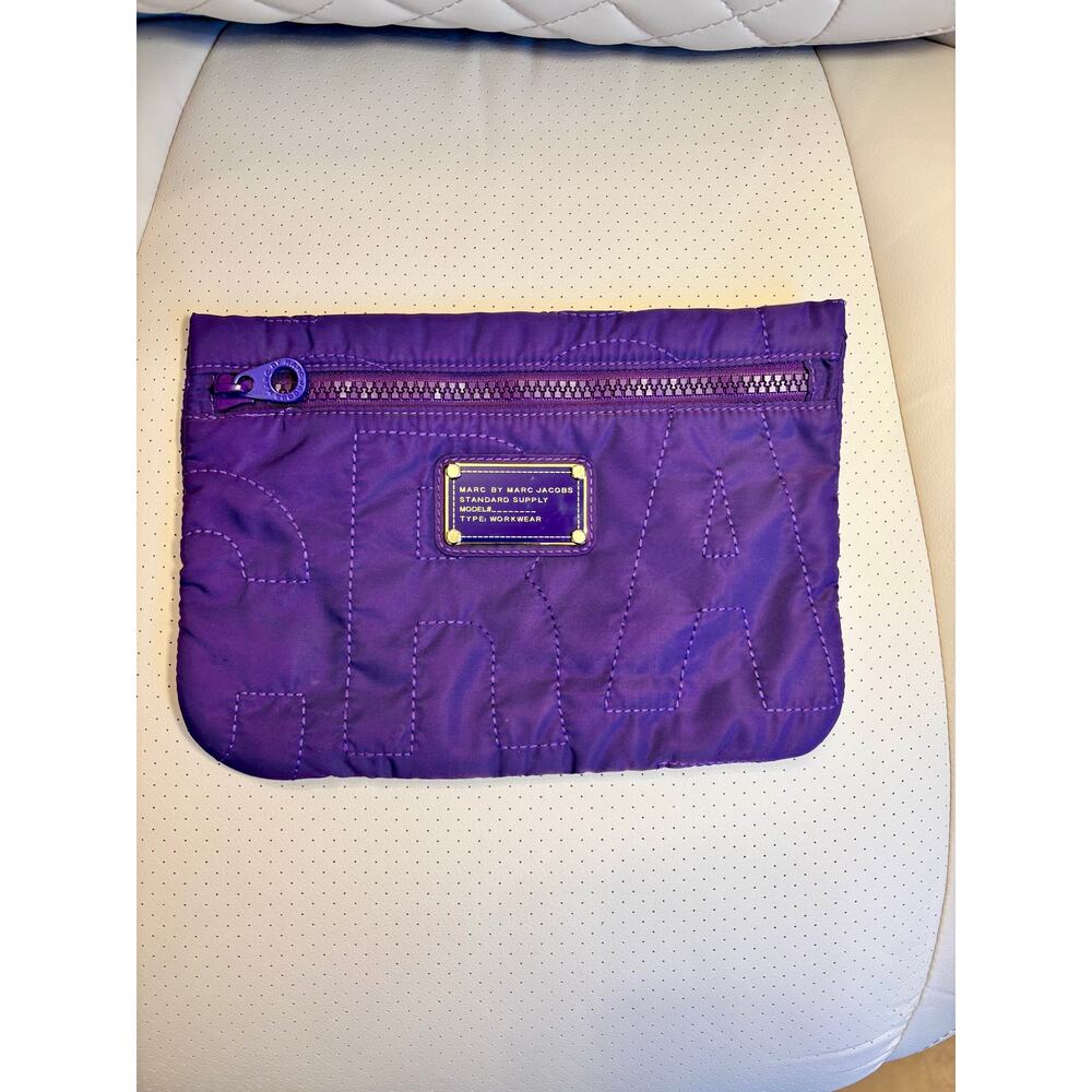 Marc Jacobs Purple Quilted Nylon Zip Pouch 10x7 Cosmetic Clutch